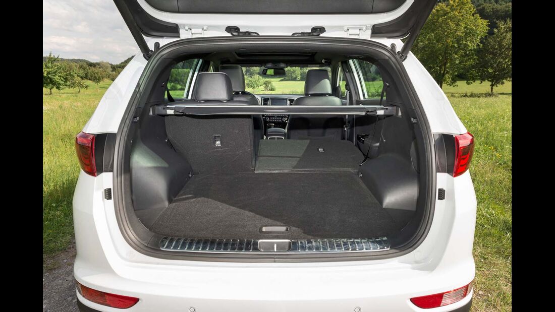 Der Kofferraum wird durch Umlegen der Rücksitze zu einer ebenen Ladefläche.