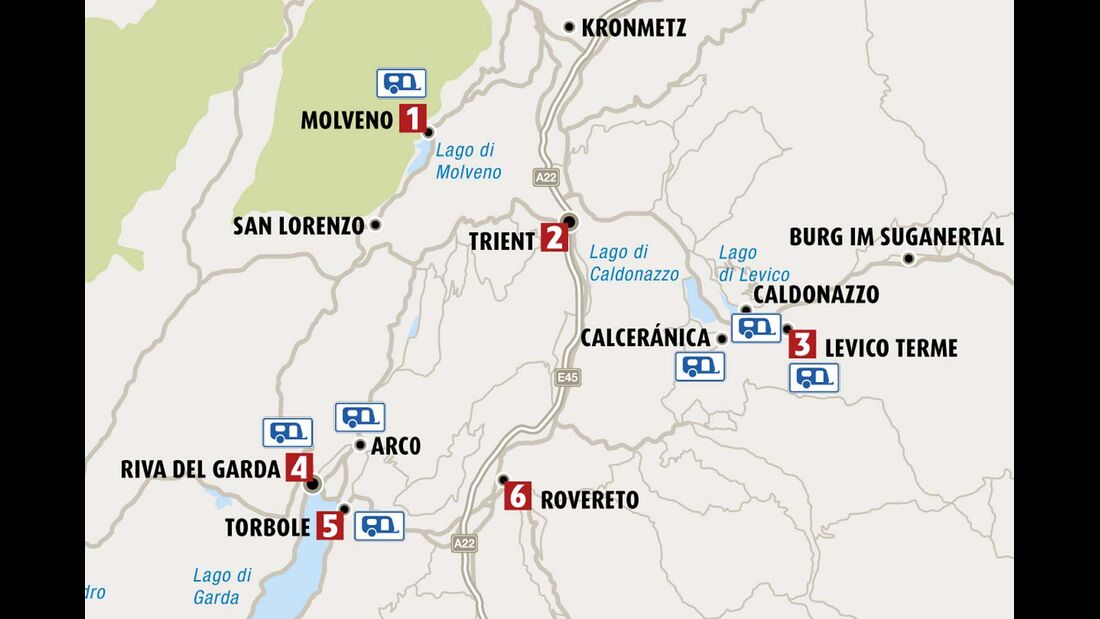 Karte Region Trentino