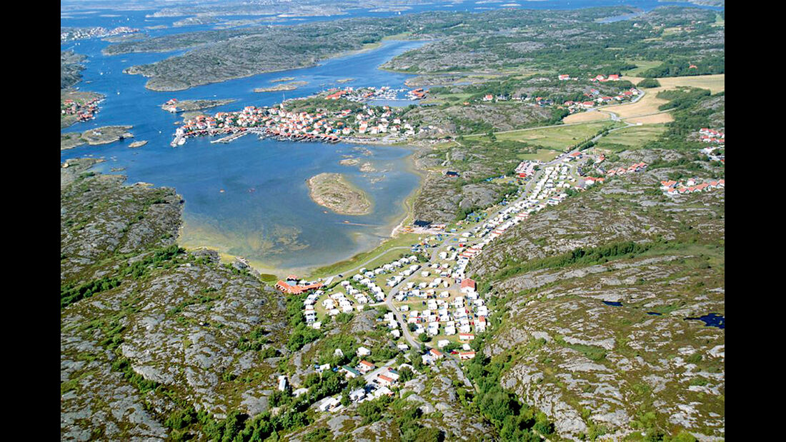 Luftaufnahme von Stocken-Camping an der Westküste Schwedens