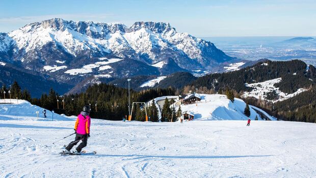 Skiing in the Bavarian Alps (Berchtesgadener Land, Germany)
